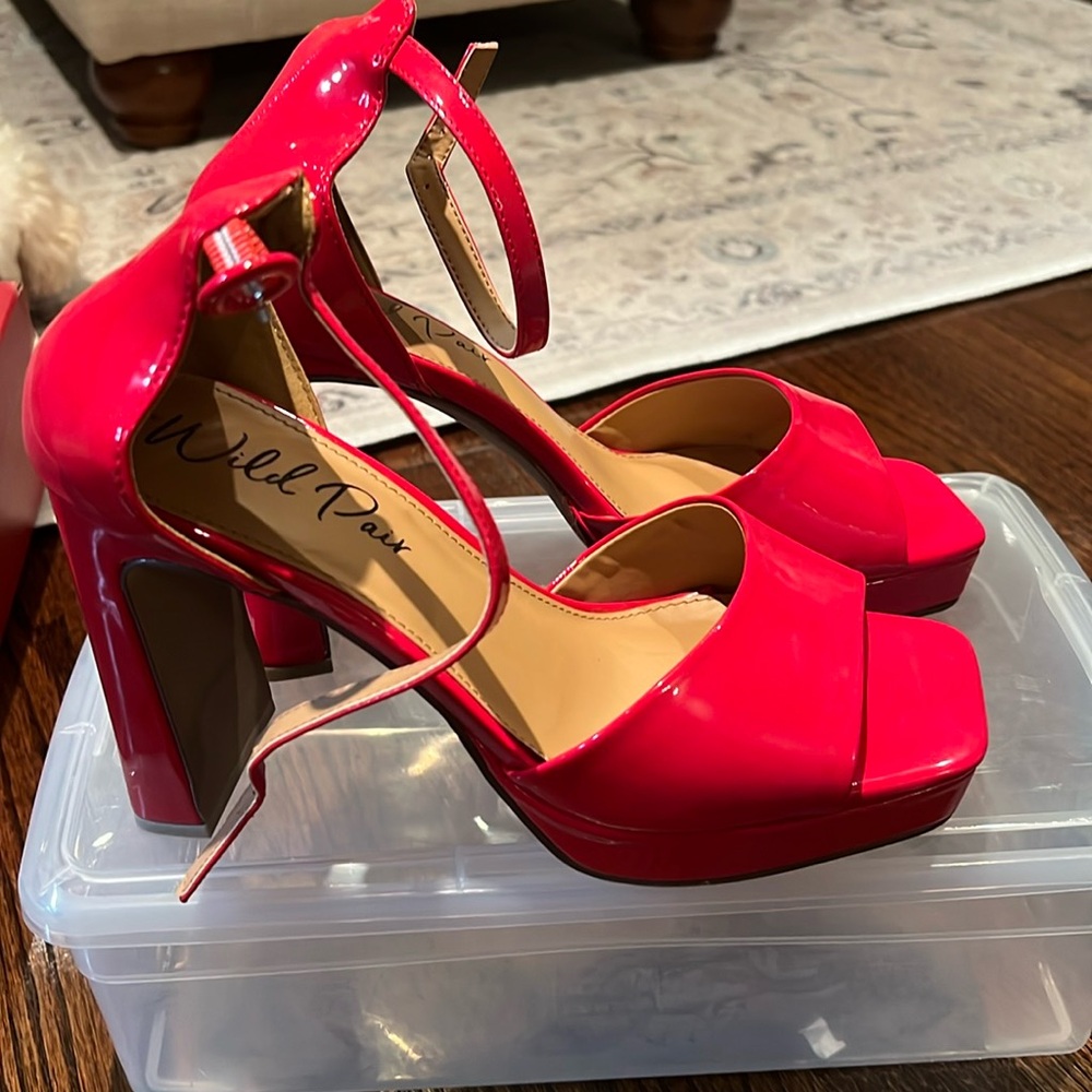 Patent Red platform Sandals Sz 8 Never worn